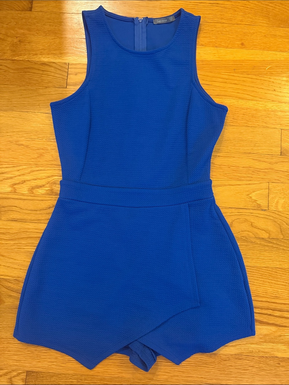 Soprano Royal Blue Sleeveless Textured Romper